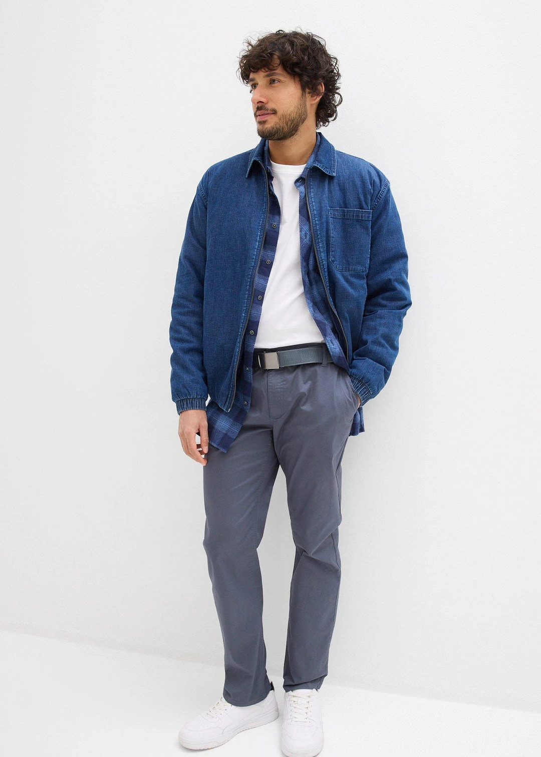 Pantalon chino regular avec ceinture, taille élastiquée, droit - 2