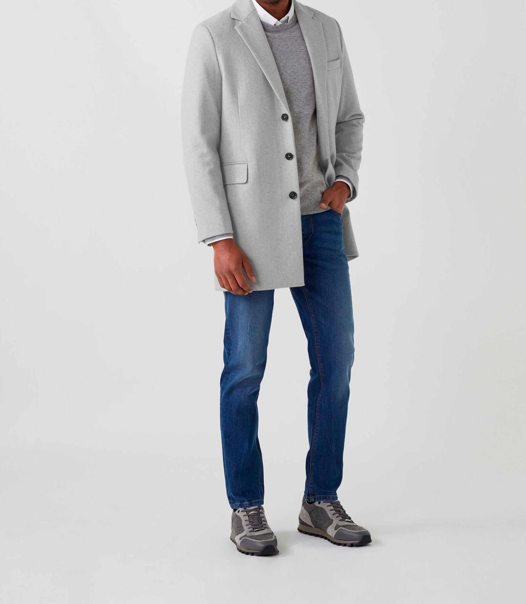 IZAC - Manteau ville laine mélangé gris clair ''Noblesse''