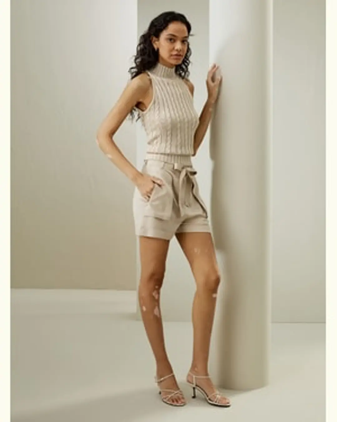 LILYSILK Pull Sans Manches Beige Colletage Et Taille Nervurés 100 % Soie Sauvage Doux Pour La Peau Et Respirant L