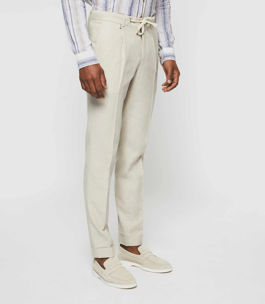 IZAC - Pantalon ville en lin beige ''Balicio''