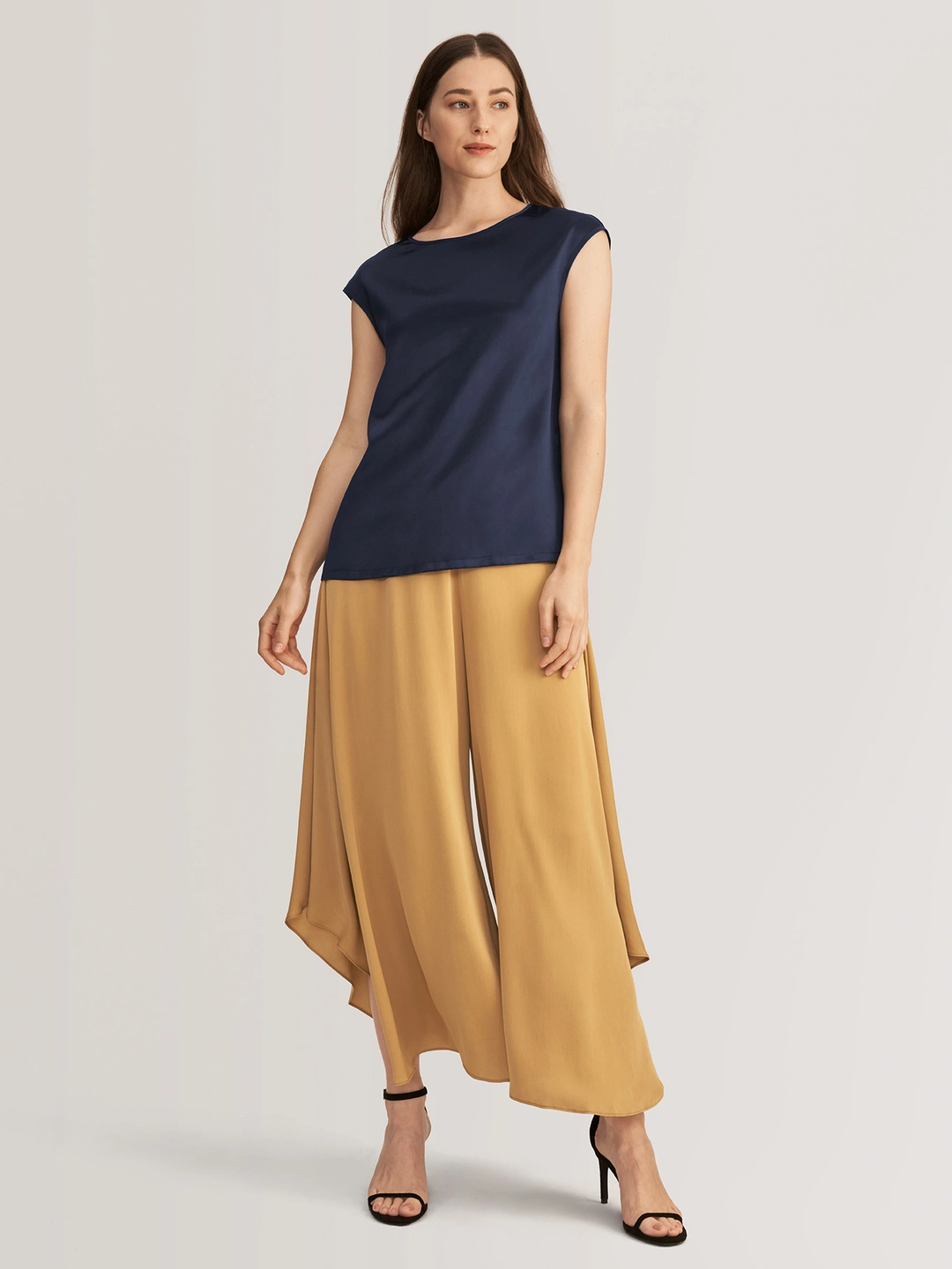 LILYSILK Tee Shirt Soie Femme Col Rond, Facile À Entretenir Charmeuse Soie Régulation De La Température T-Shirt Noir