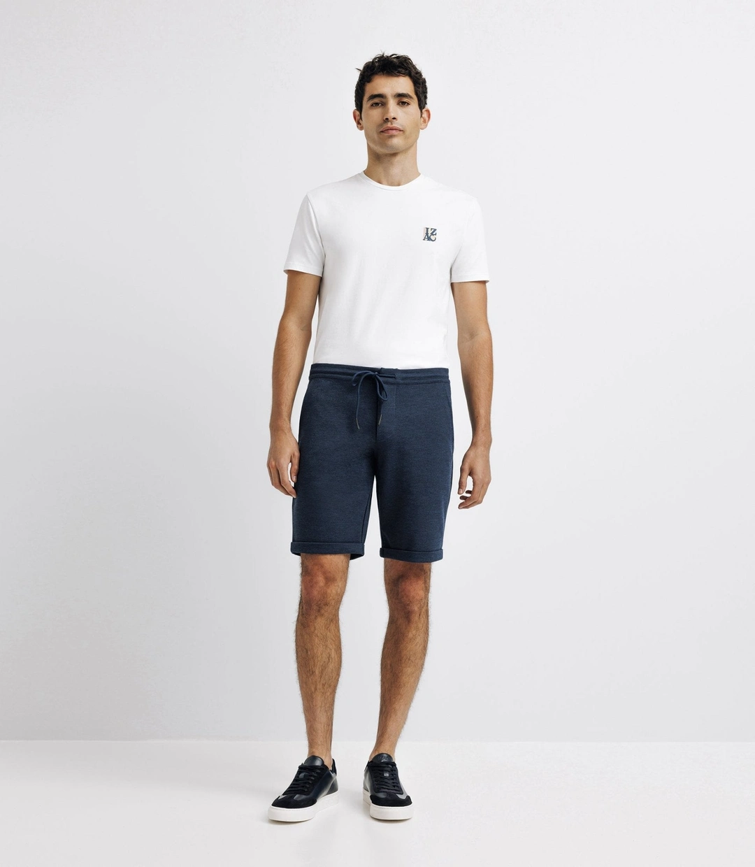 IZAC - Bermuda coton stretch marine