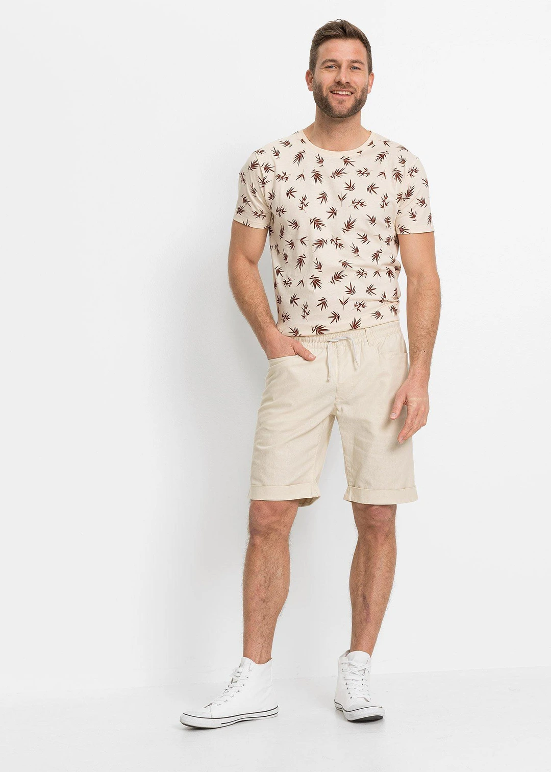 Bermuda à taille élastiquée en lin mélangé, regular - 2