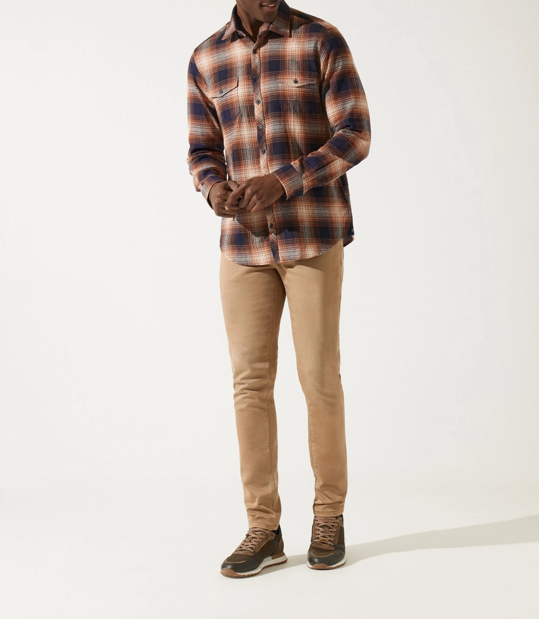 IZAC - Chemise à carreaux camel JERICO