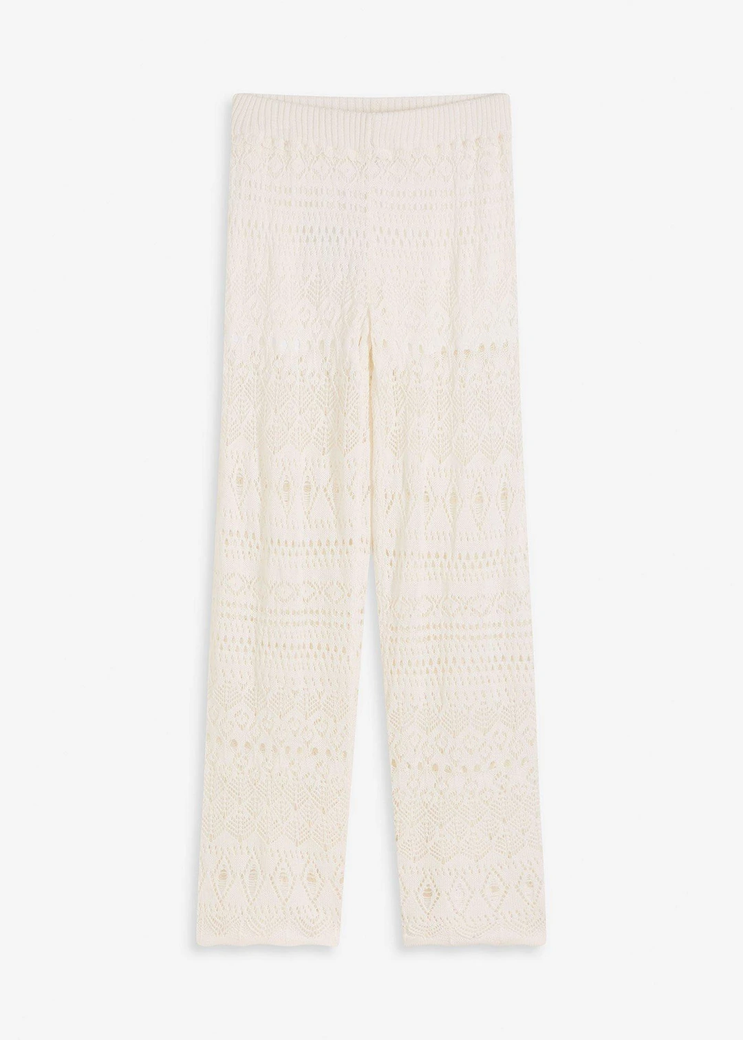 Pantalon en maille ajourée à taille élastiquée