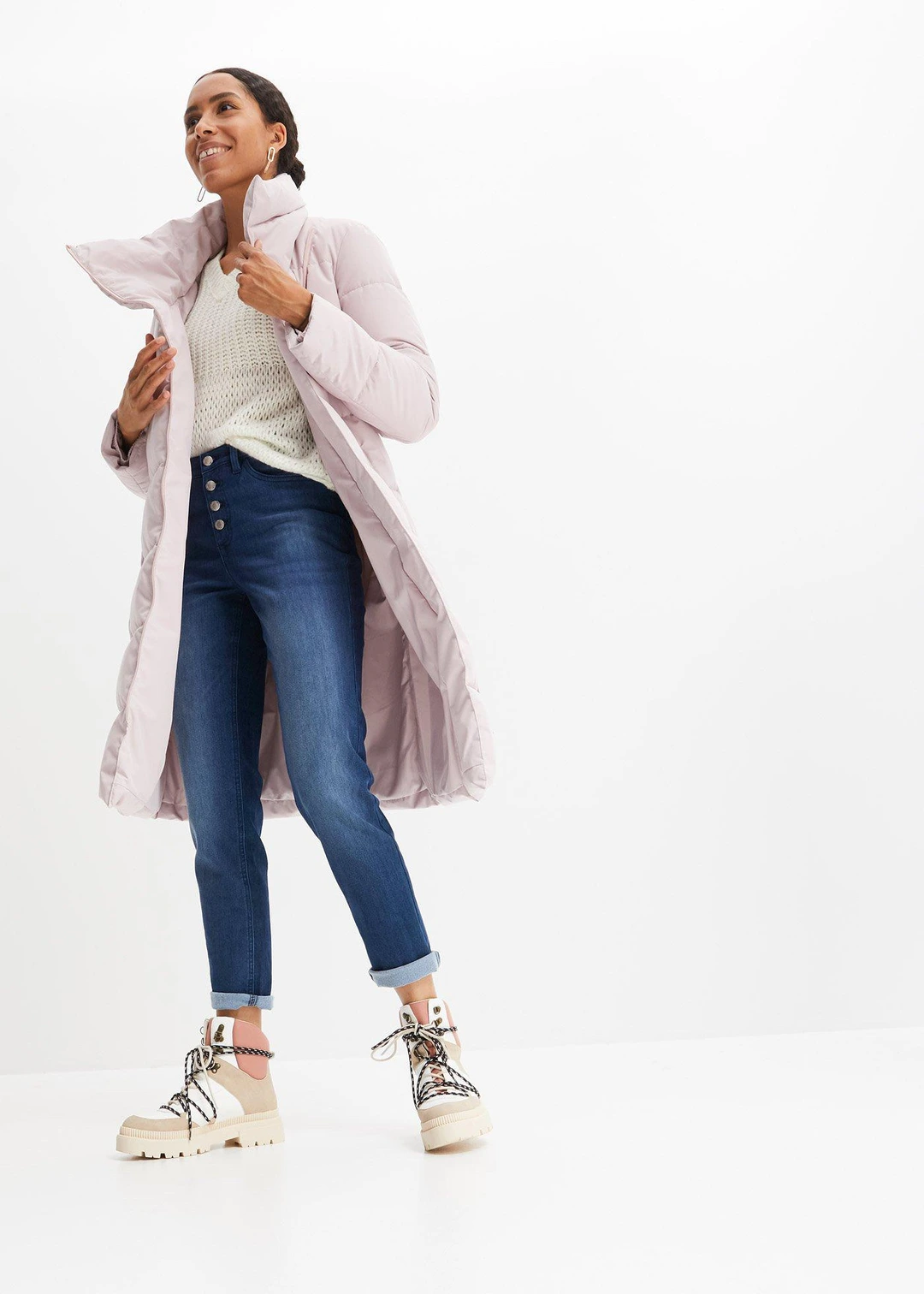 Jean chaud boyfriend taille mi-haute avec intérieur doux - 2