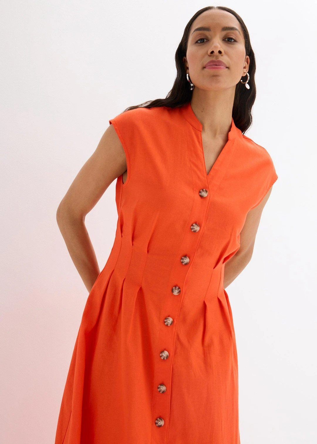 Robe midi légère en lin mélangé