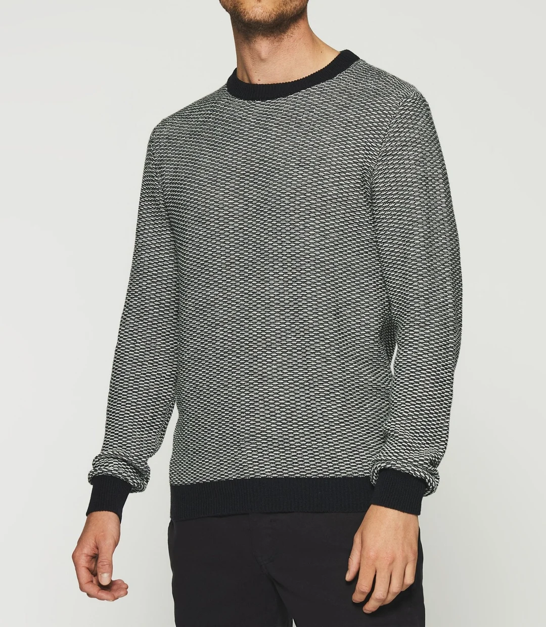 IZAC - Pull col rond marine et écru DAMIAN