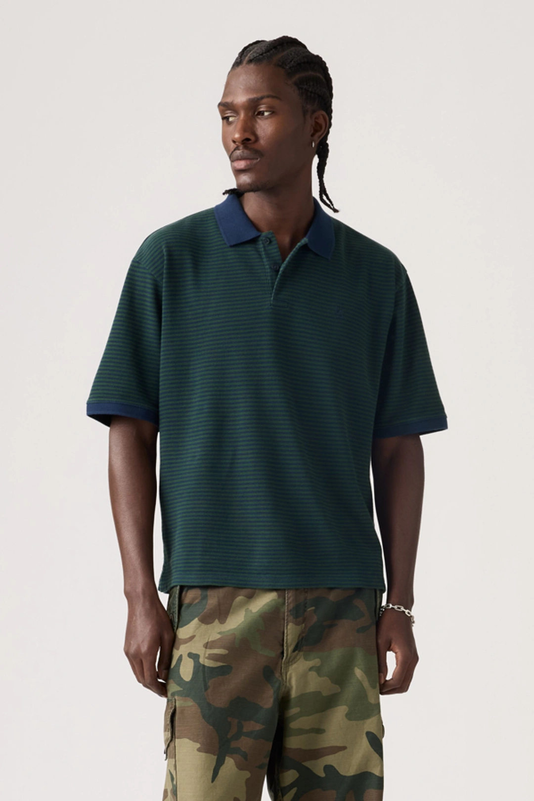 Levi's Polo Boxy Finn - Homme - Vert / Euan Stripe Sycamore - XL - 2