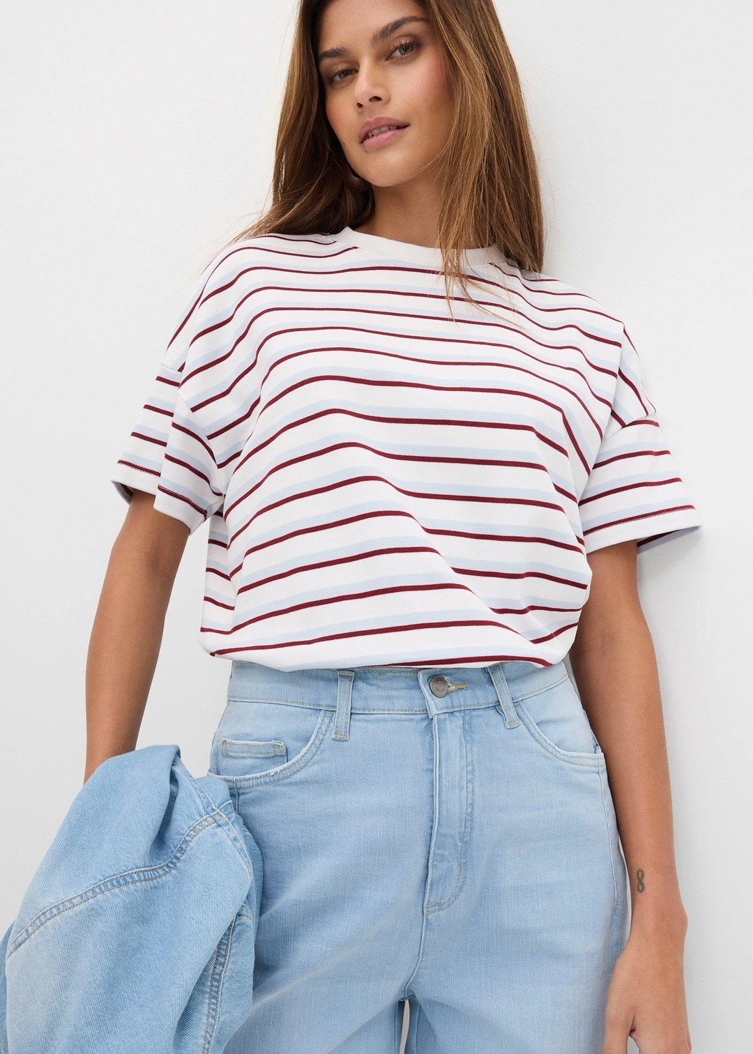 Jean barrel taille haute en coton