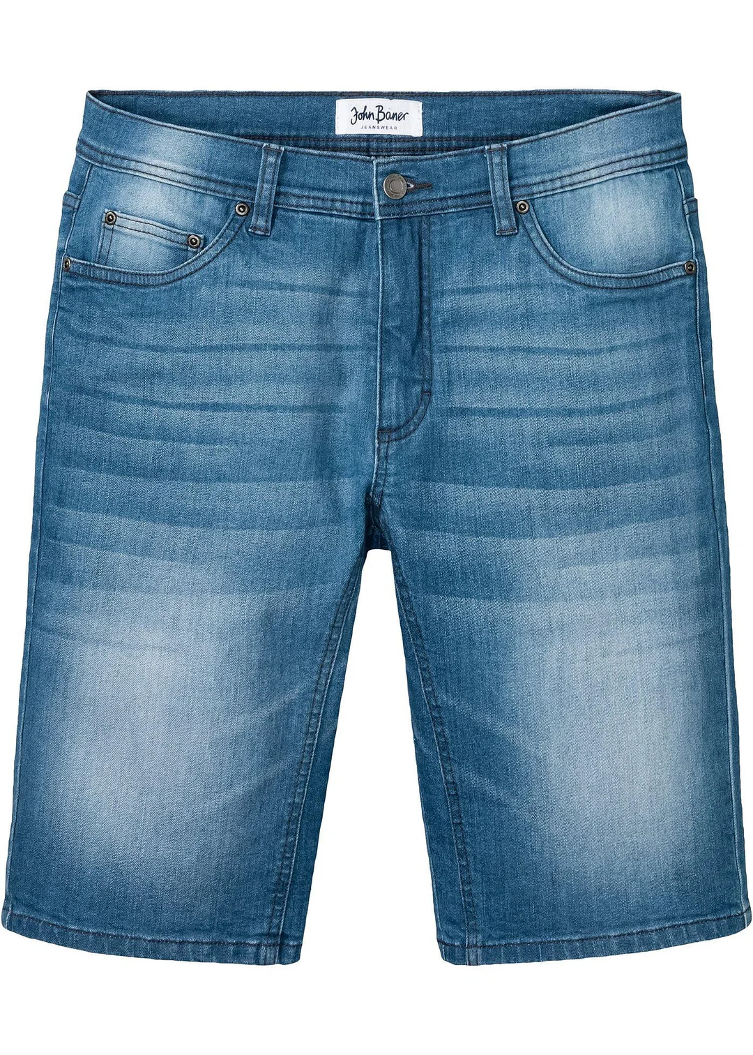 Bermuda en jean extensible avec entrejambe renforcé, regular
