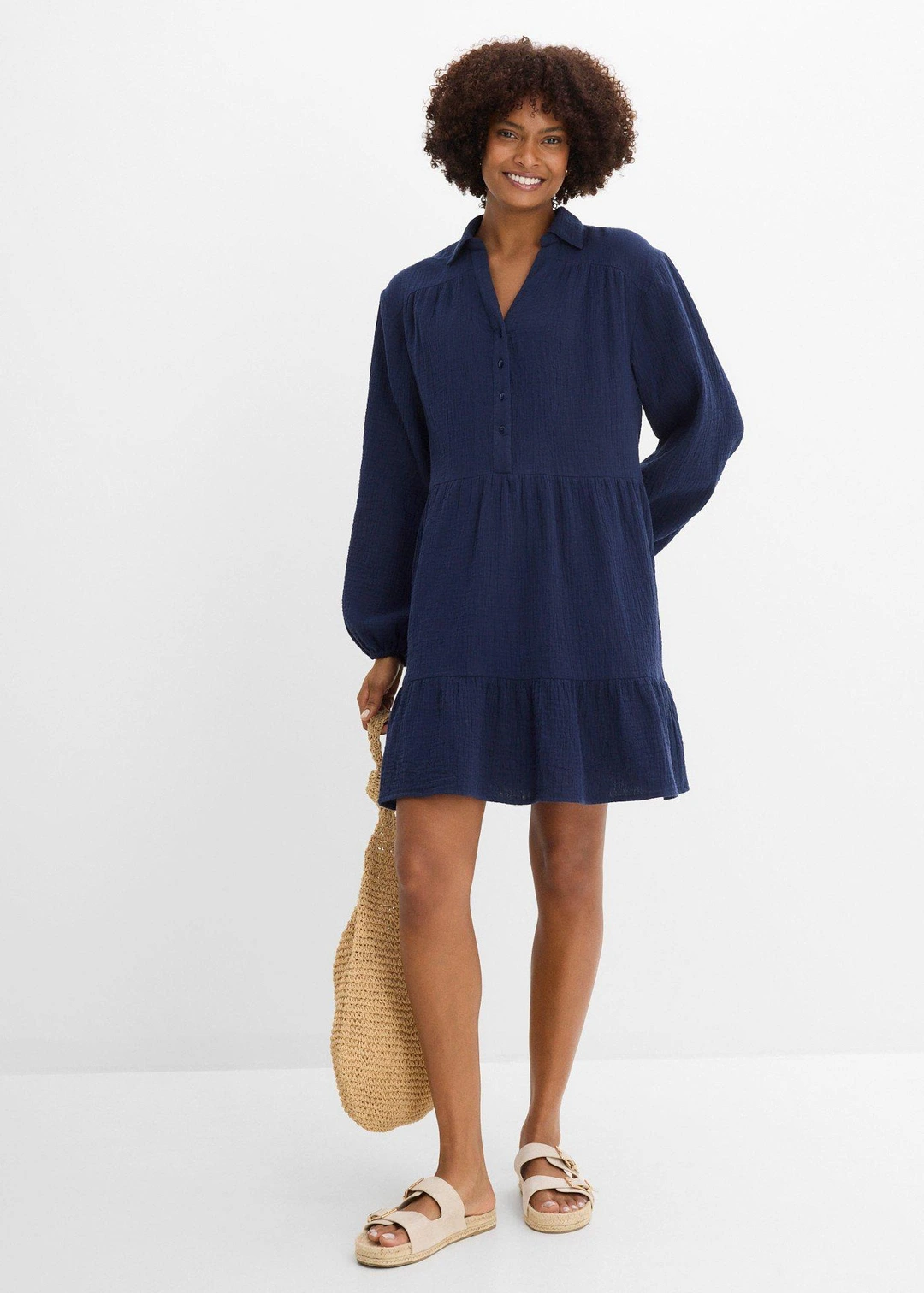Robe courte étagée en gaze de coton - 2