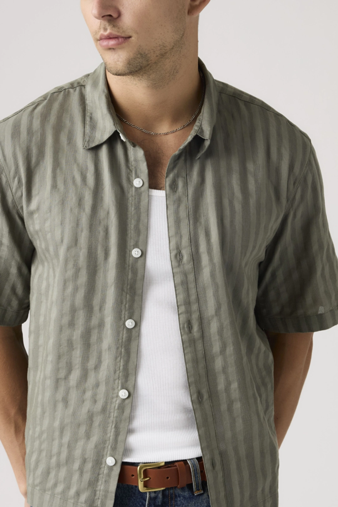 Levi's Chemise Manche Courte Boxy Lama - Homme - Bleu / Bernal Stripe Soft Chambray Blue - XL - 2