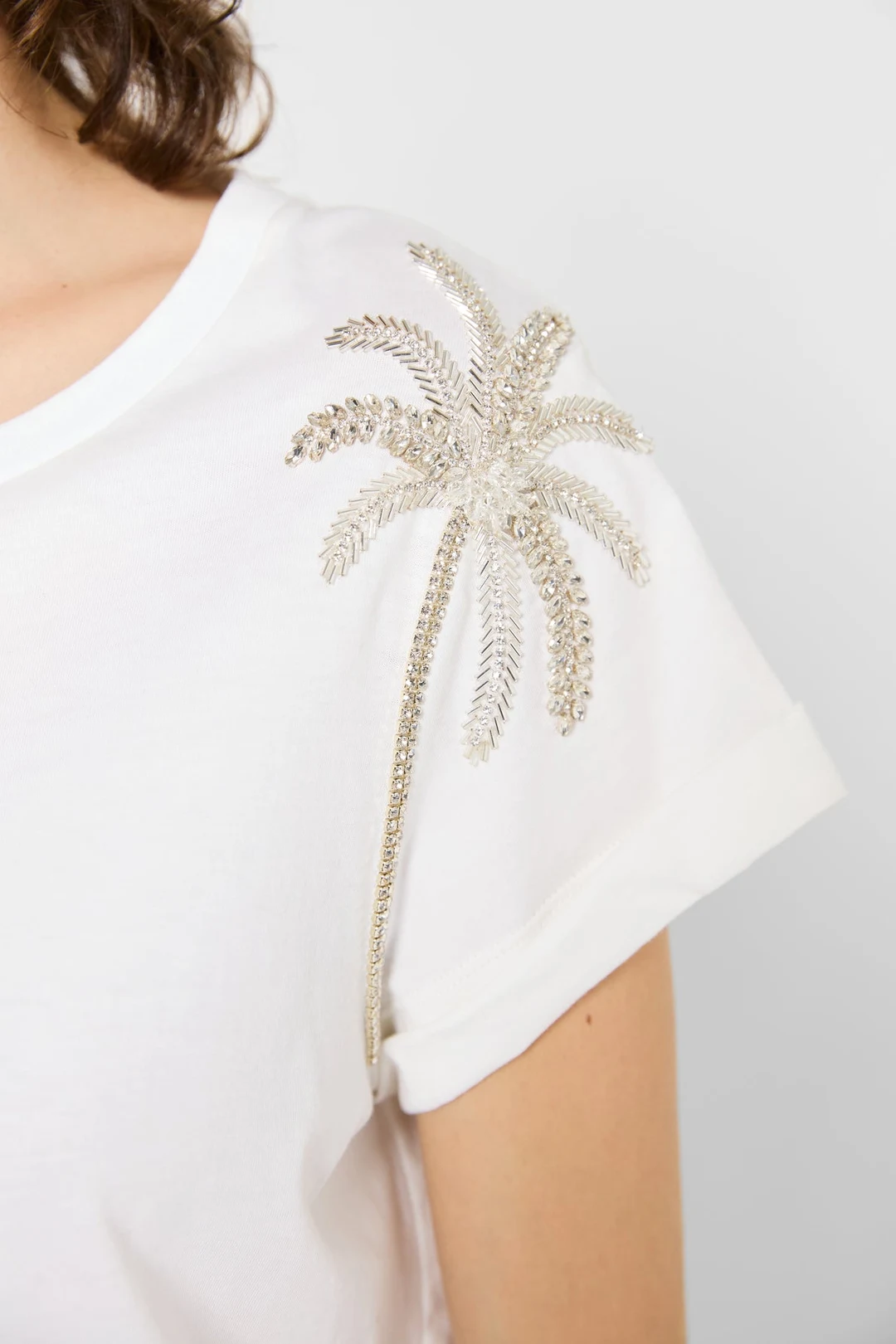 T-shirt à palmiers en strass - GISELE - Blanc - 3