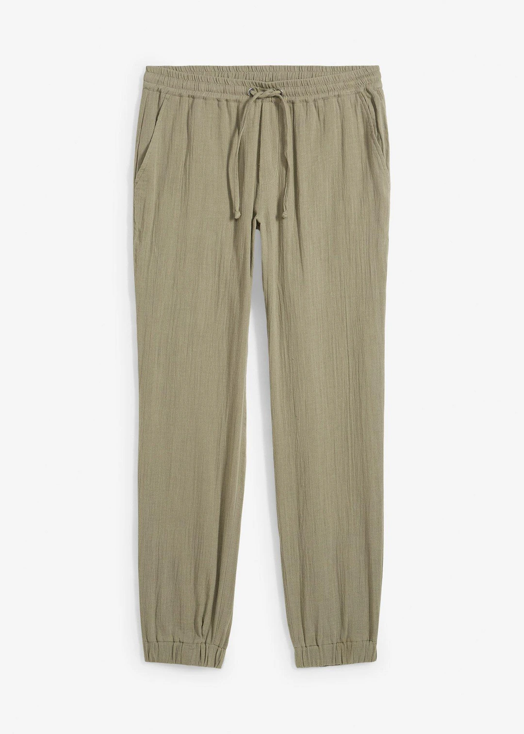 Pantalon jogger regular en gaze de coton, fuselé