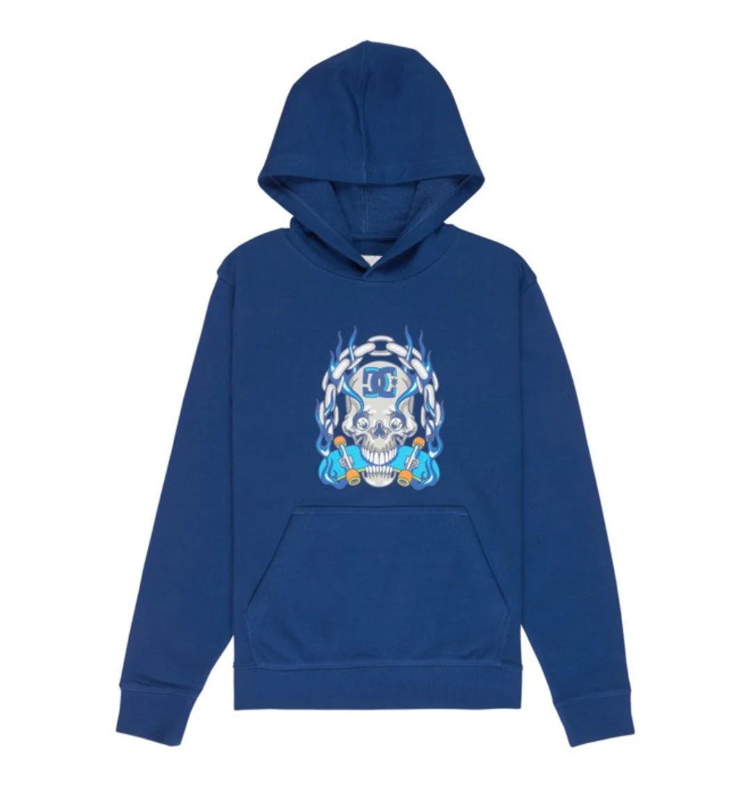 Burning Skull - Sweat à capuche Bleu Garçon 8-16 ans