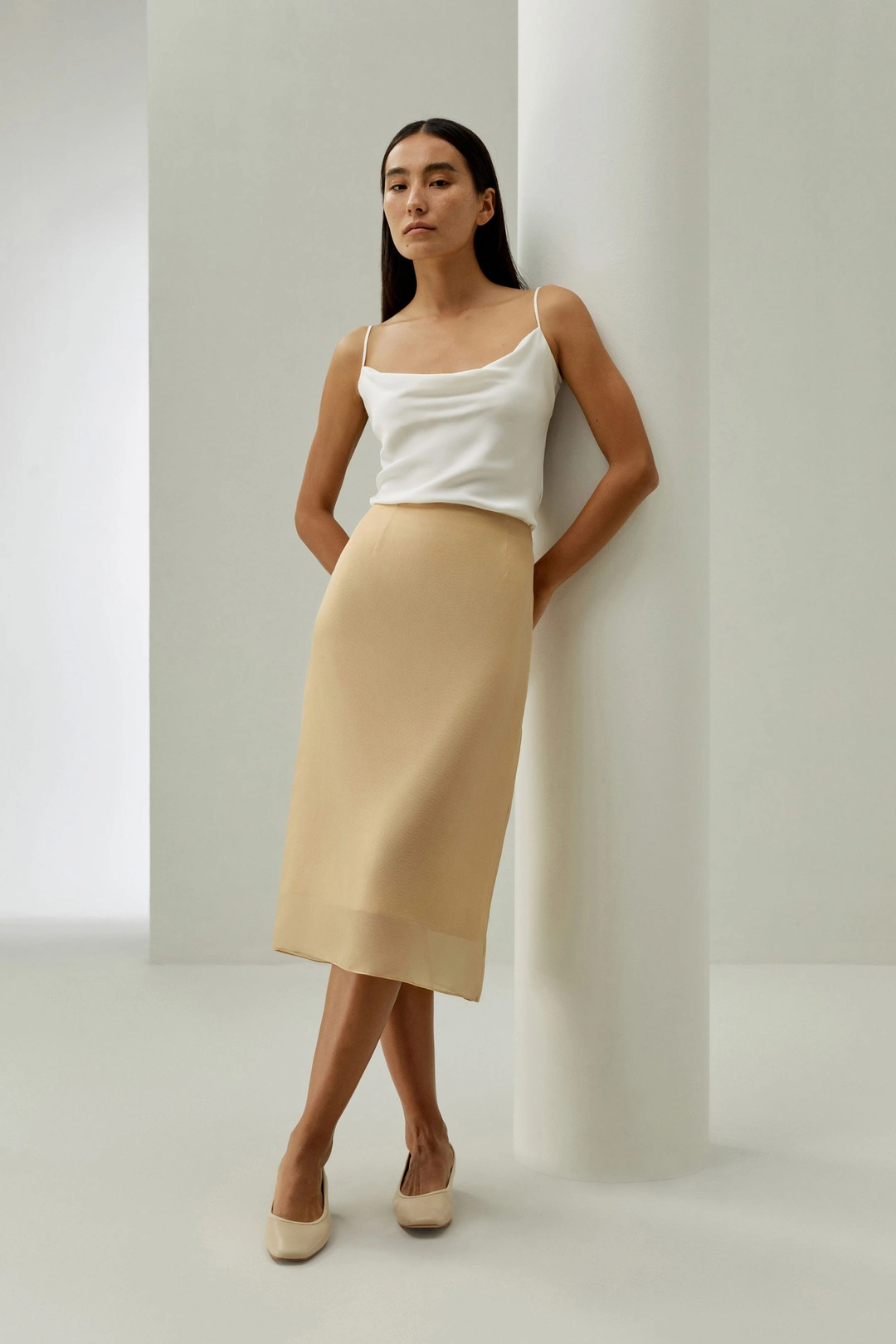 LILYSILK Jupe En Soie Évasée Sur Mesure Facile À Assortir Pour Diverses Occasions Soie De Mûrier De Haute Qualité Lait D'Avoine 42