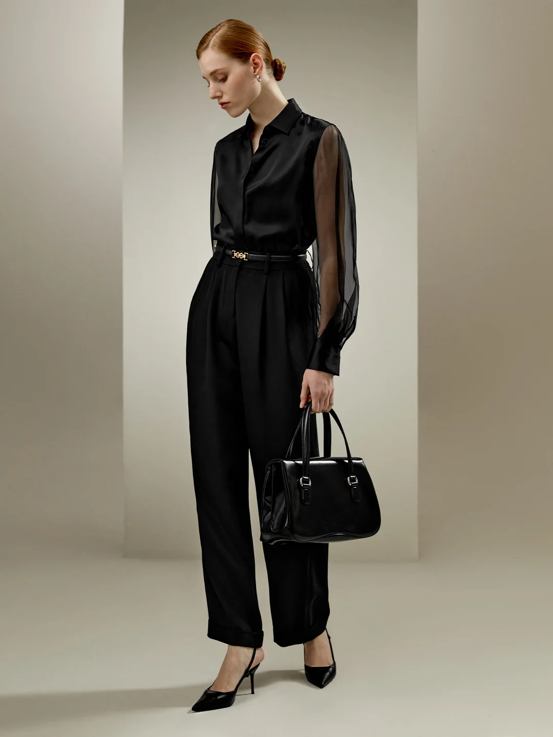 LILYSILK Chemisiers En Soie Noir Manches Transparentes Impeccables Soie De Mûrier Élégance Intemporelle Et Style Sophistiqué L
