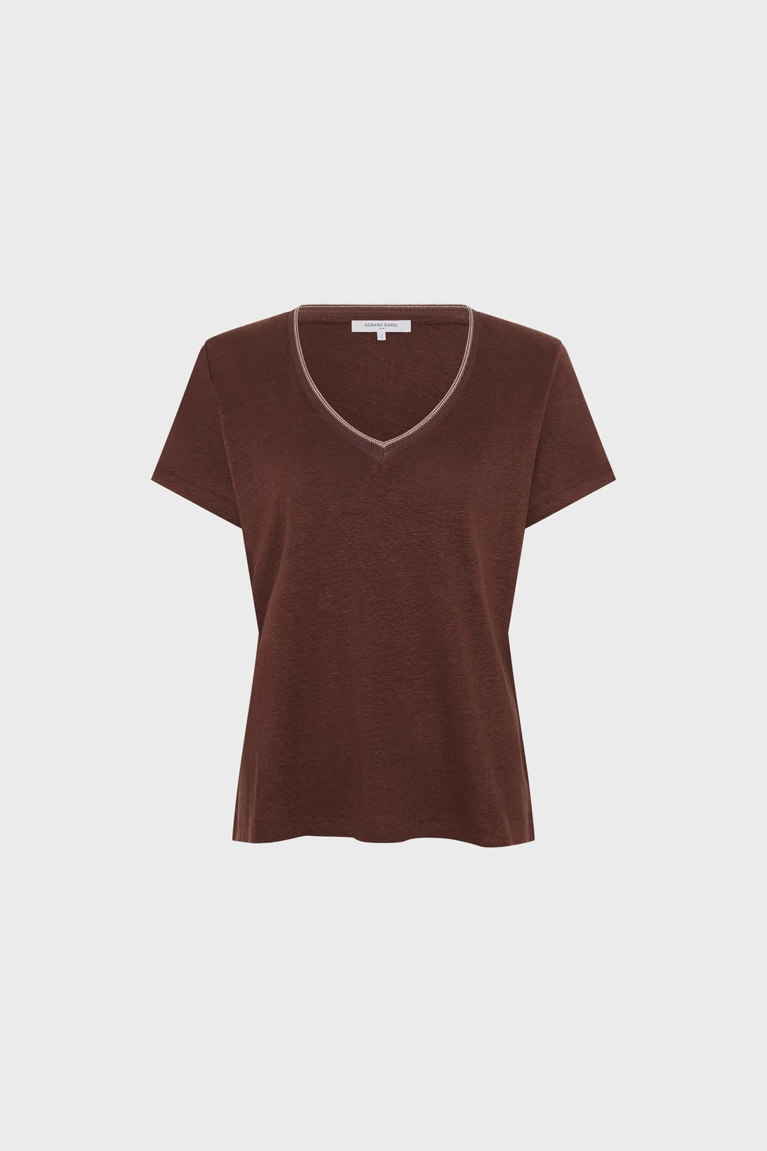 T-shirt V en lin à lurex - MIRANA - Marron