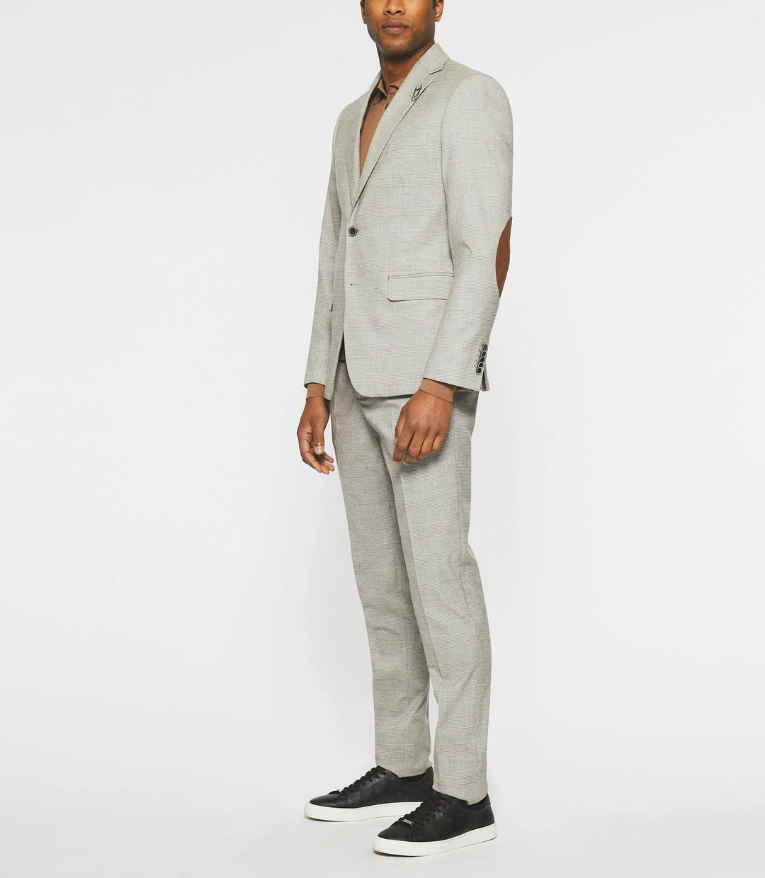 IZAC - Veste à carreaux esprit Prince de Galles beige SWING