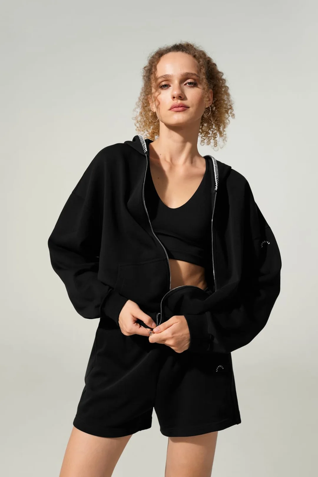 LILYSILK Sweat Seamflow Verge Noir XL Femme - SILKERRY Respirant Douceur Capuche Zippée Oversize