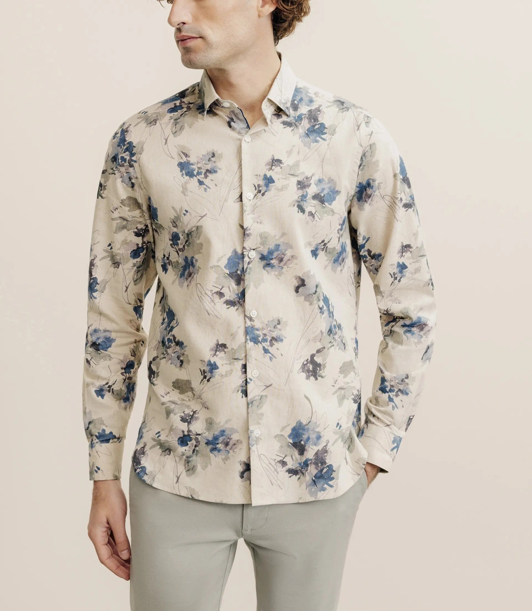 IZAC - Chemise imprimée à fleurs beige