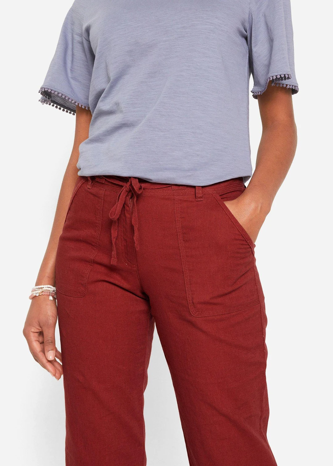 Pantalon 3/4 en lin et coton - 3