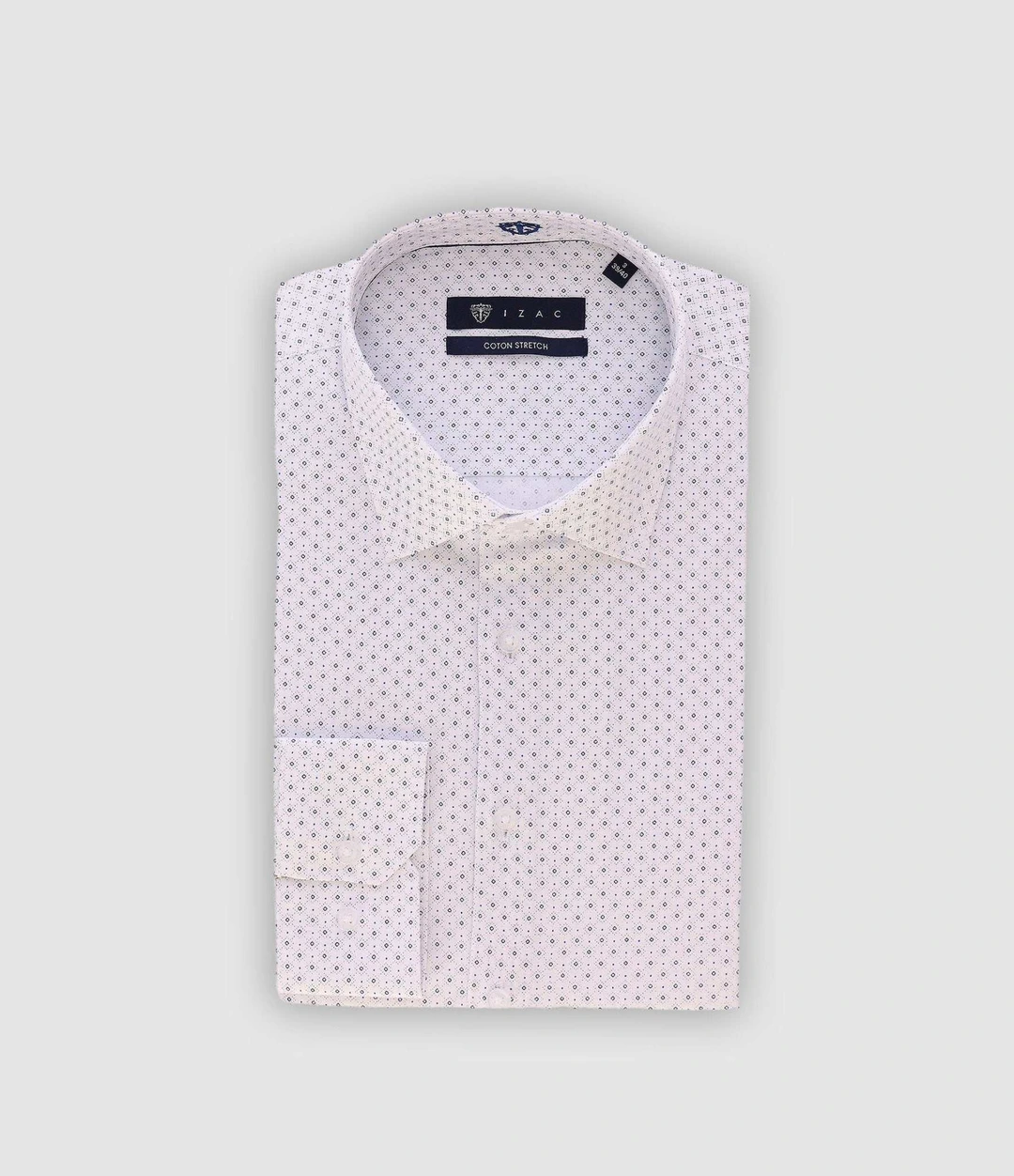 IZAC - Chemise slim imprimée blanche et marine PAIGE