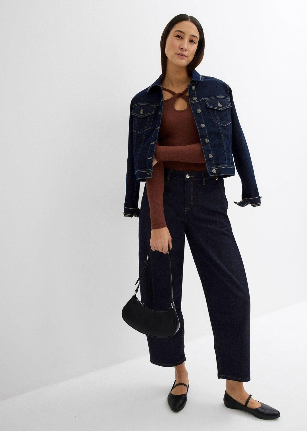 Jean ballon taille mi-haute, cropped - 2