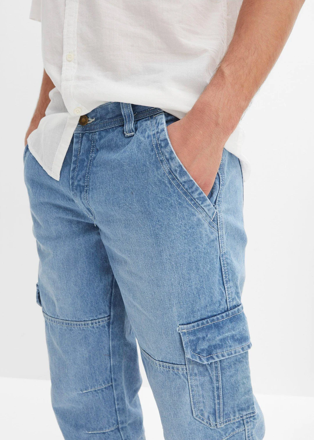 Jean cargo 3/4 regular droit - 3