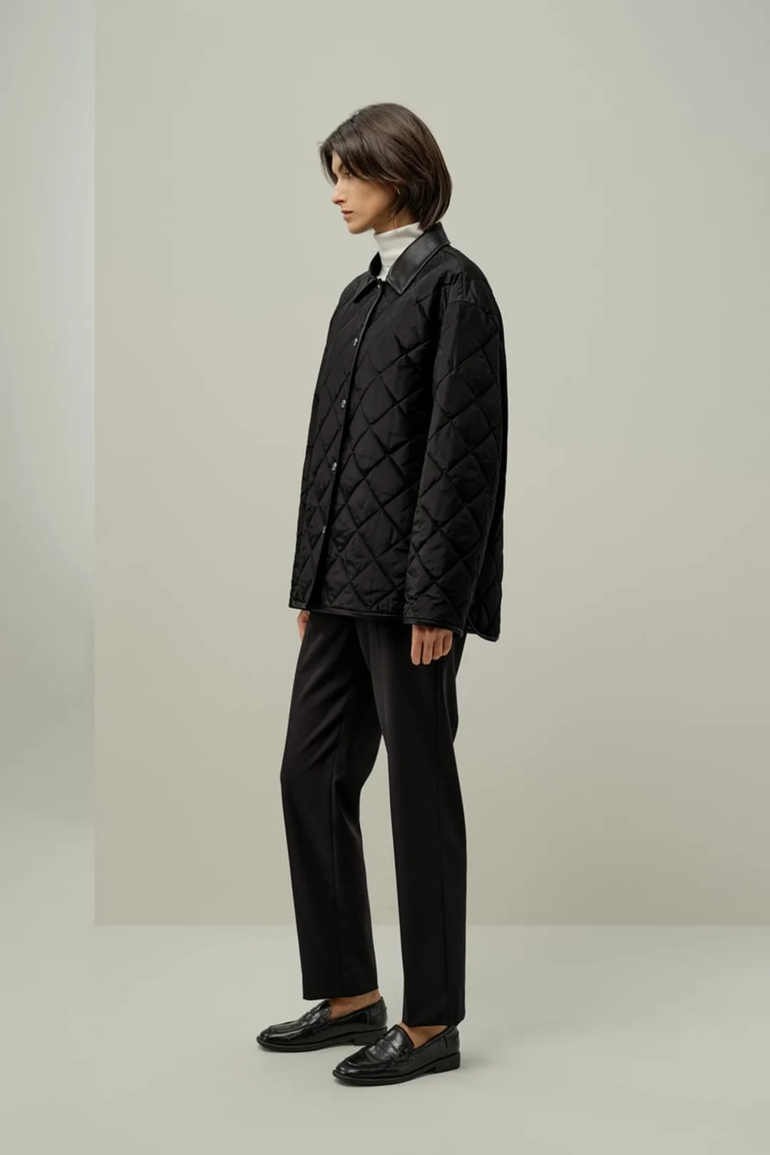 LILYSILK Doudoune Femme en Soie Imperméable Matelassée Coupe Oversize Noir S