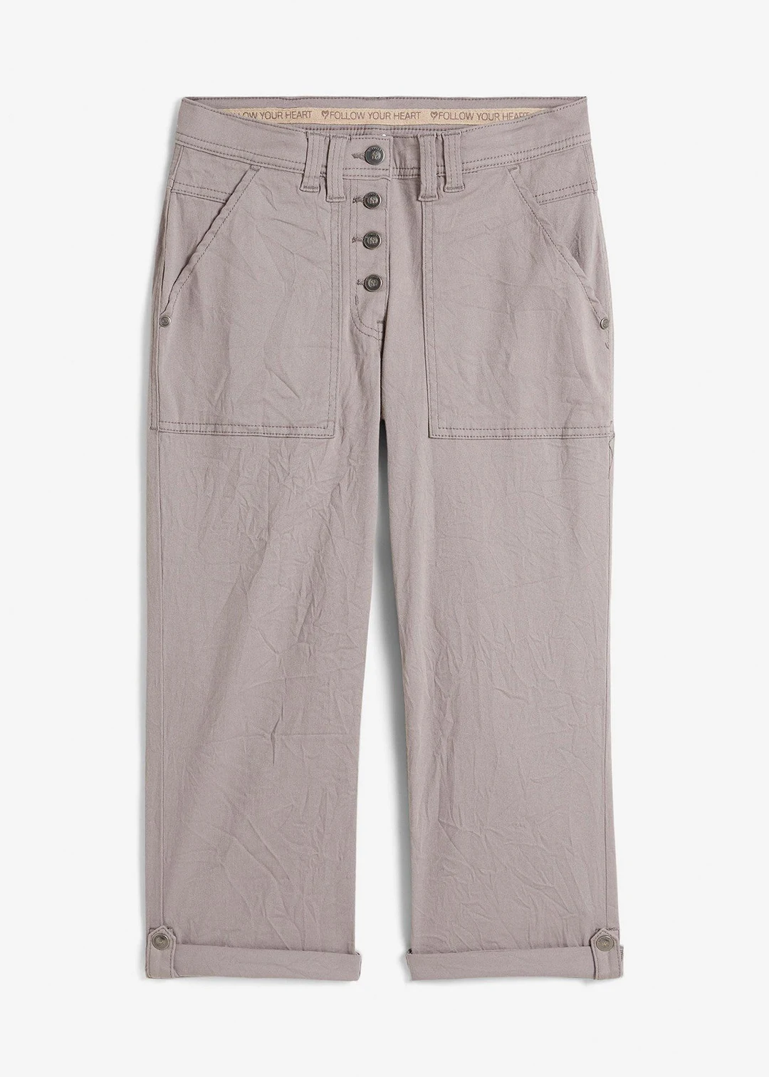 Pantalon extensible avec effet crash, longueur 3/4