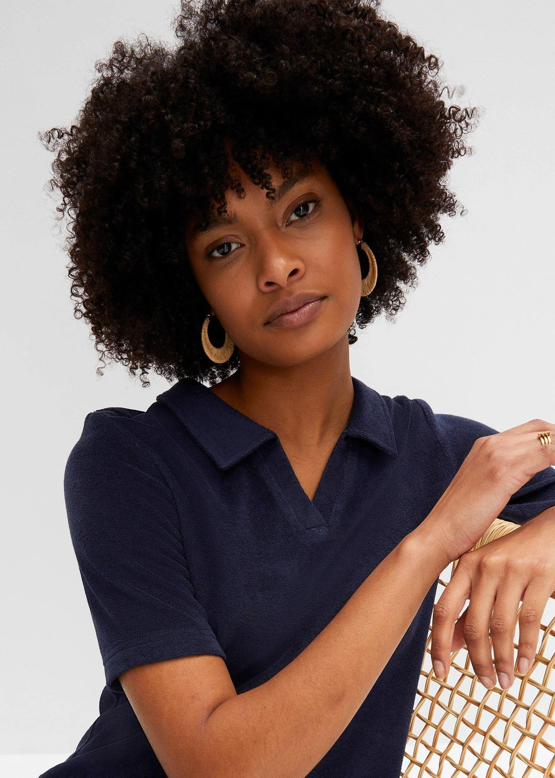 Robe longueur genou en tissu éponge avec col polo - 3