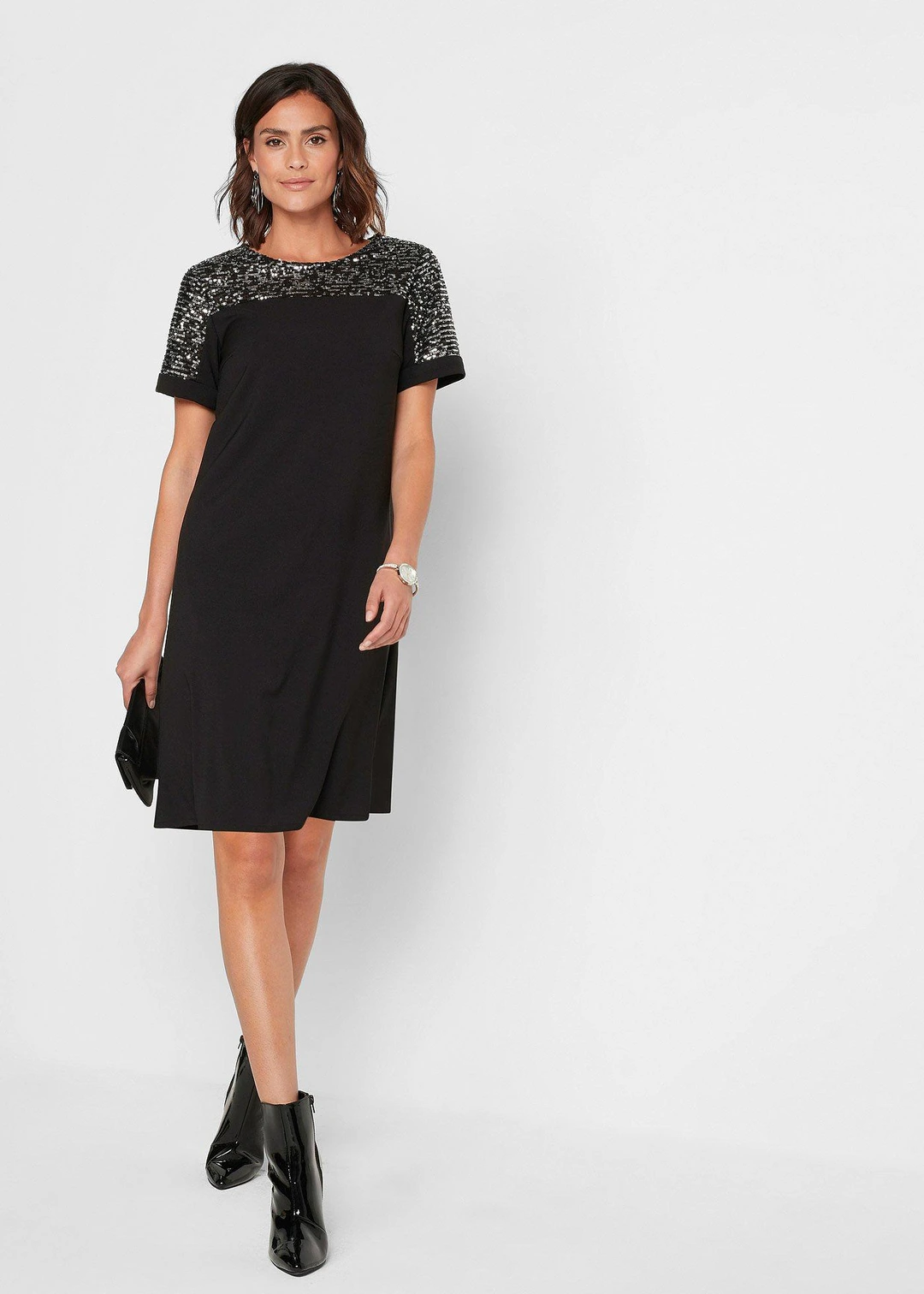 Robe courte avec empiècement à sequins - 2