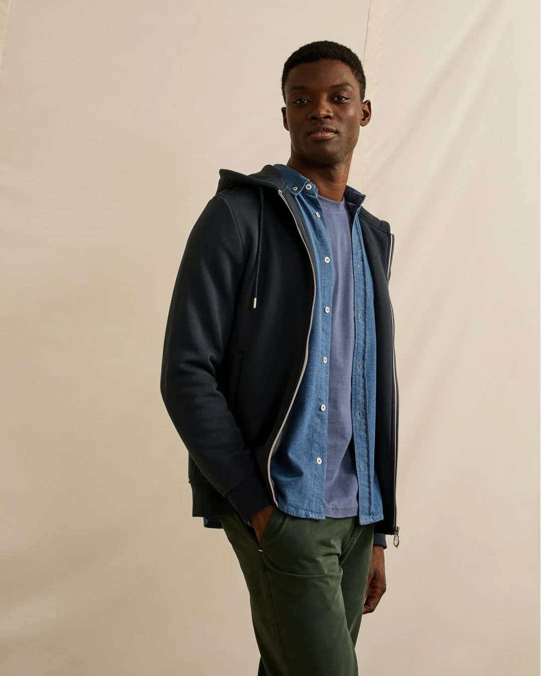 Sweat zippé bleu marine - MESNIL