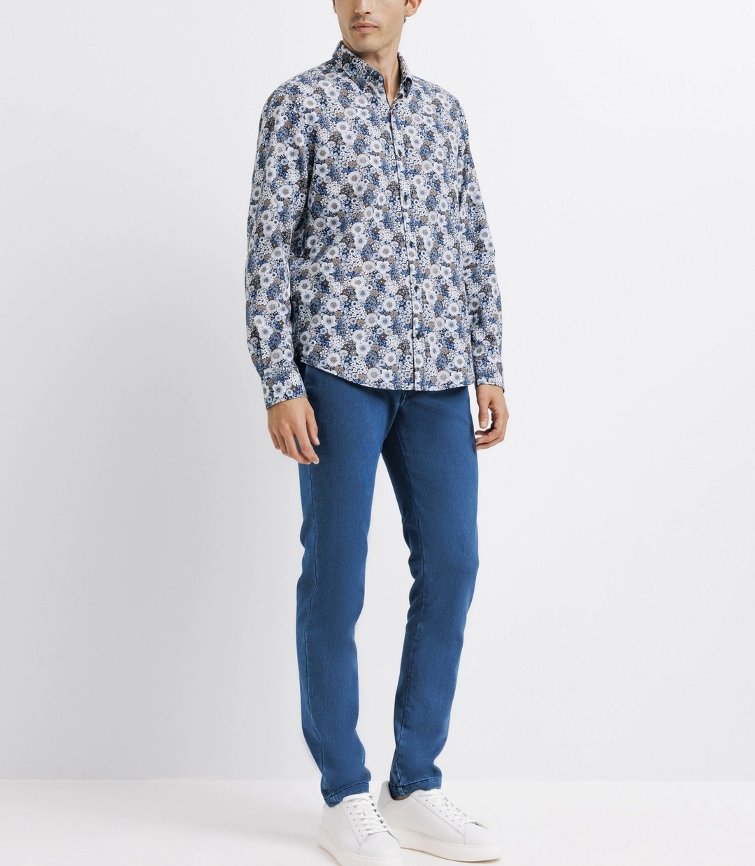IZAC - Chemise casual fleurie bleue