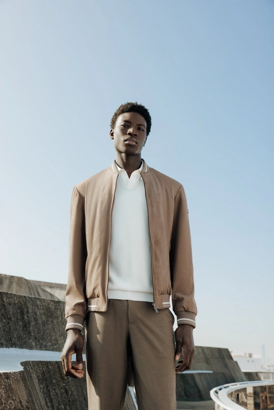 IZAC - Blouson col teddy taupe