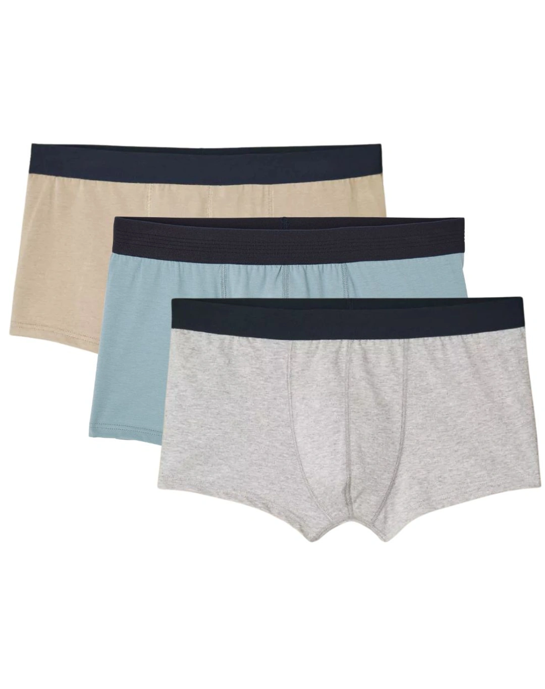 3x Boxers courts en Coton BIO - Naturel -Givré - Gris - Blanc - Lemahieu