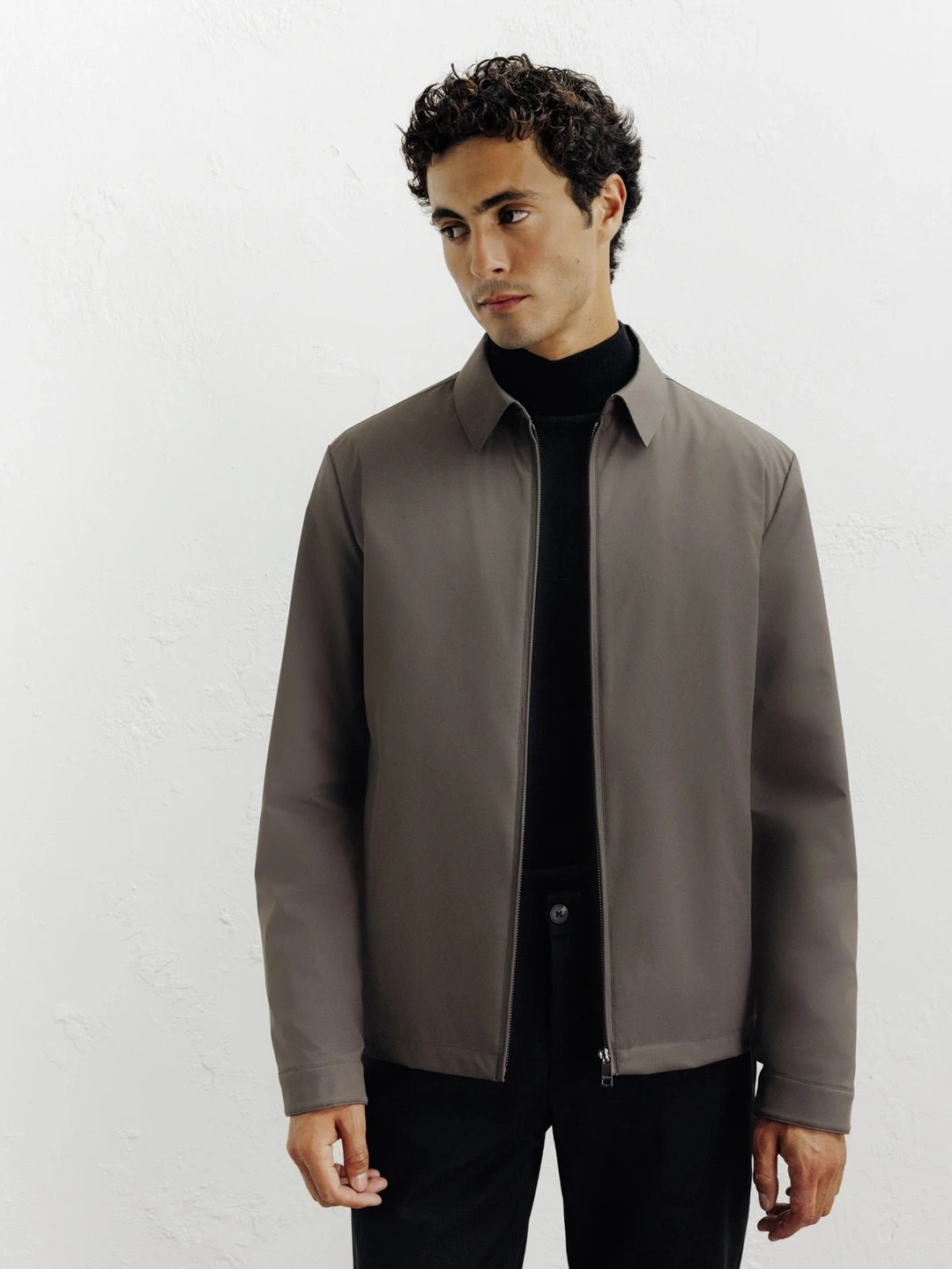 IZAC - Blouson col chemise taupe