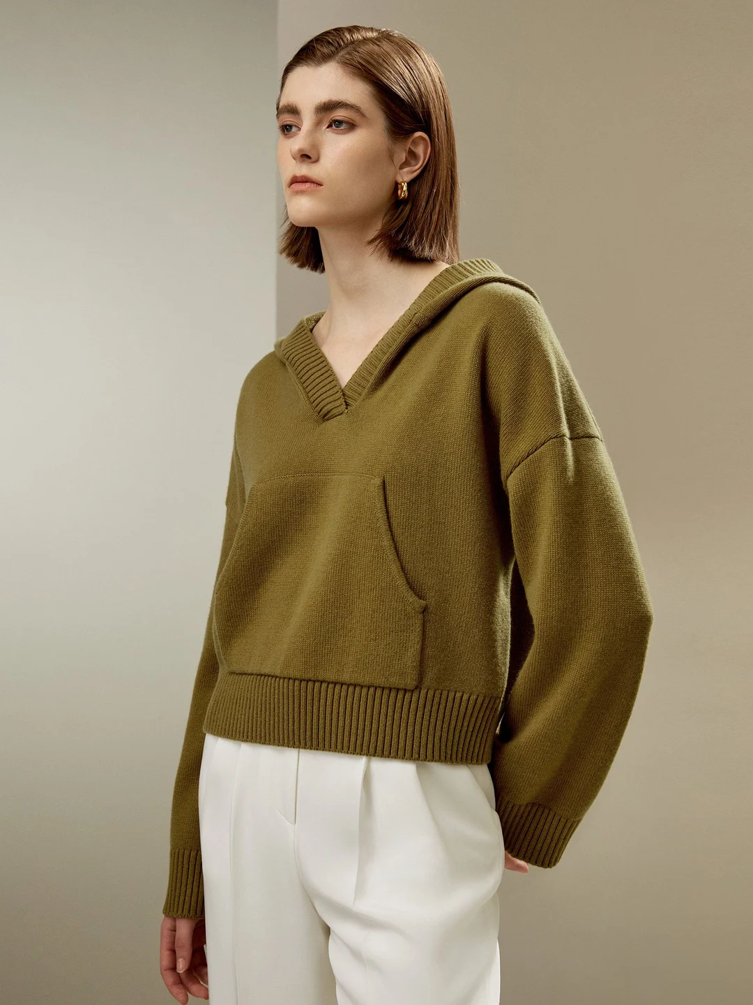 LILYSILK Sweats À Capuche Pour Femmes Poignets Et Ourlets Côtelés Luxueux De Laine Sophistiqué Et Élégant Texture Luxueuse Blanc Xs