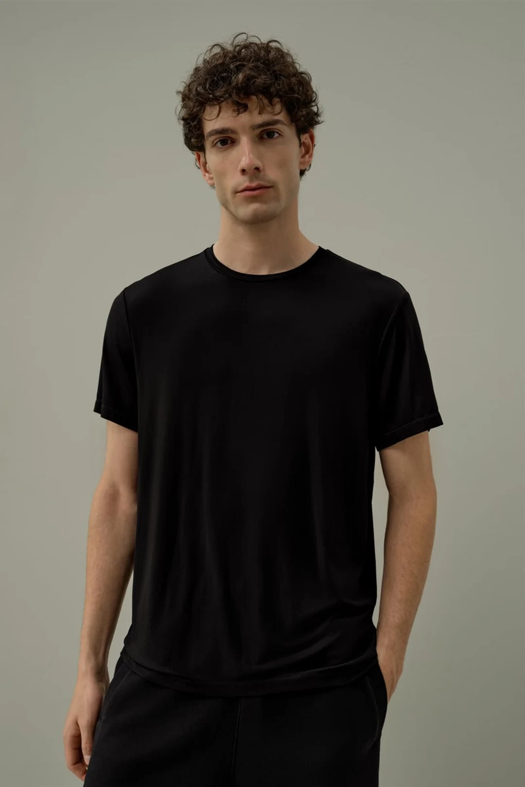 LILYSILK T-shirt Homme Soie Jersey Breeze Noir XXL Léger Respirant Confortable Été