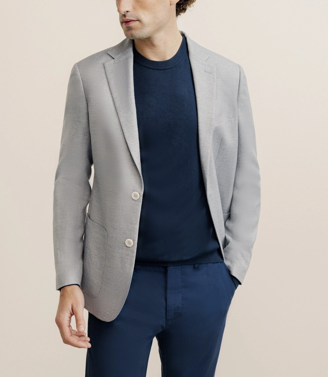 IZAC - Veste casual à coudières bleue ciel