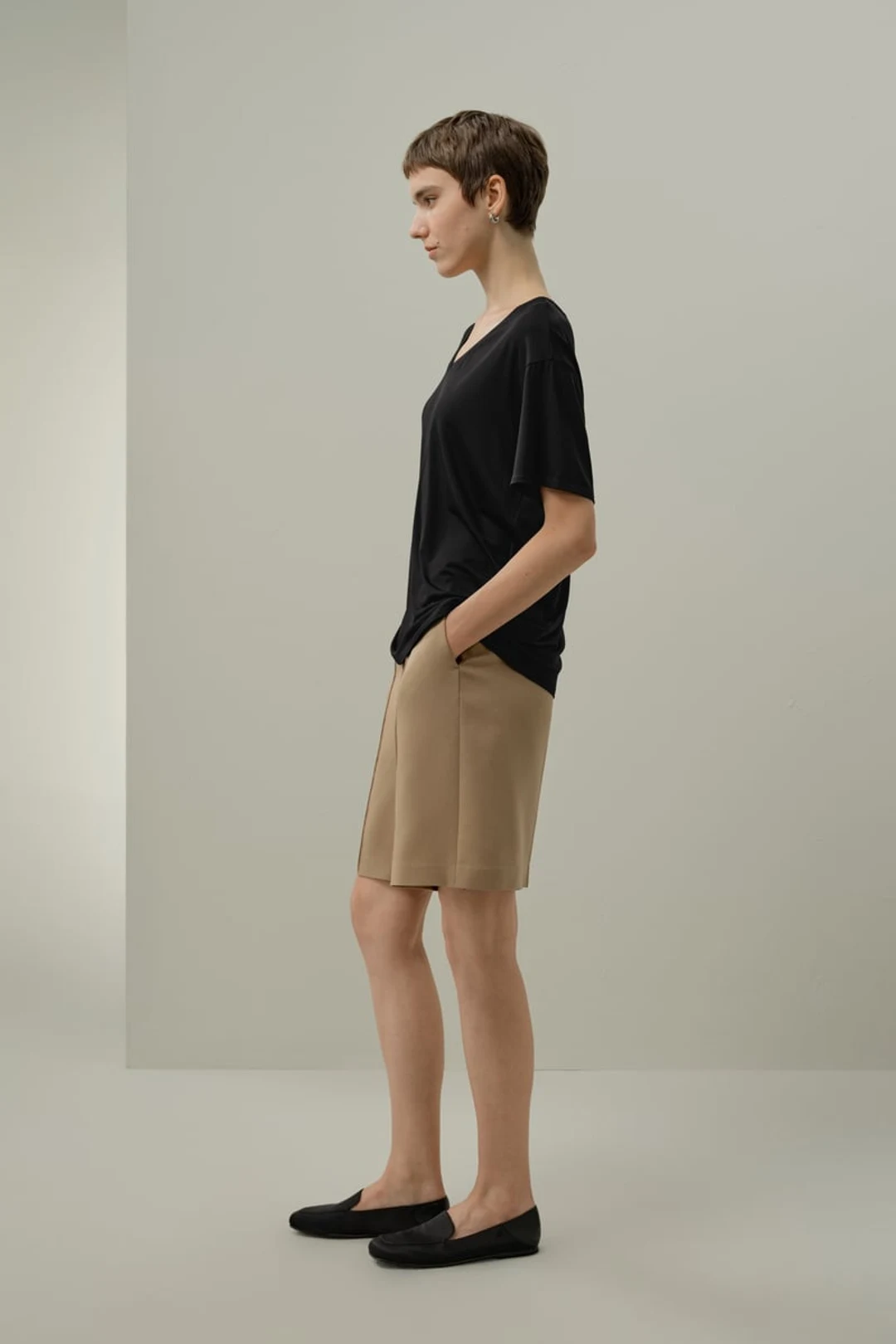 LILYSILK T-shirt Col V Jersey Silk Breeze Noir XL - Doux, Léger, Respirant, Oversize