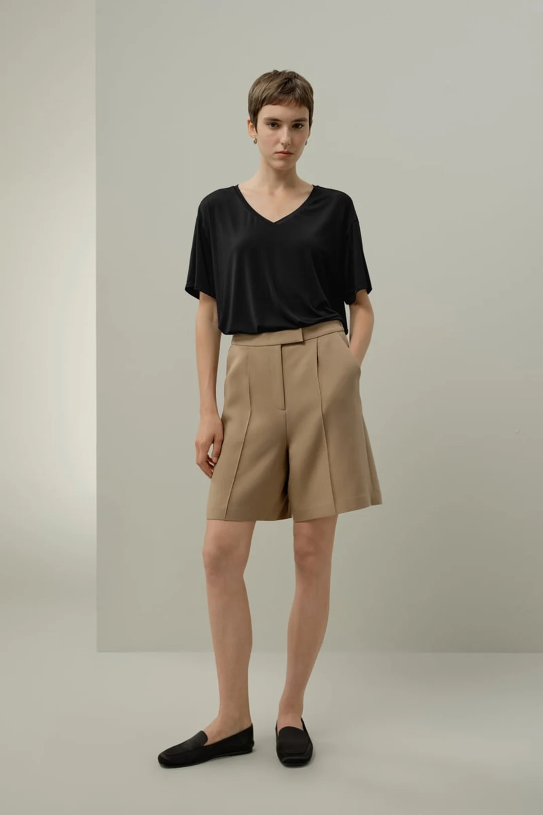 LILYSILK T-shirt Col V Jersey Silk Breeze Noir XL - Doux, Léger, Respirant, Oversize