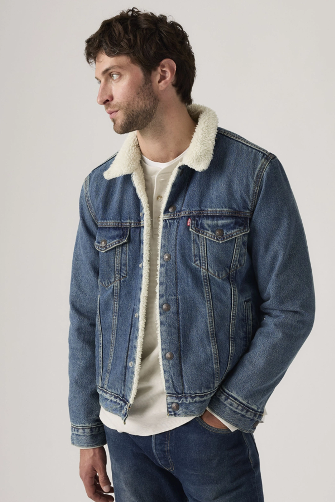 Levi's Veste Trucker Type III Sherpa - Homme - Bleu / Give It A Rinse Sherpa - 2XL