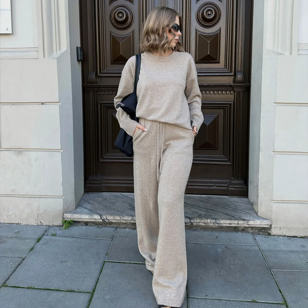 LILYSILK Pull Cachemire Caramel L Femme Doux Chaud Col Ras du Cou Coupe Décontractée