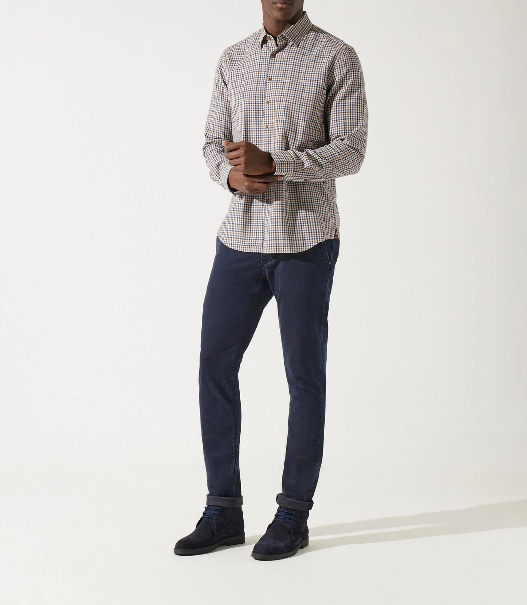 IZAC - Chemise à petit carreaux marron JEAN