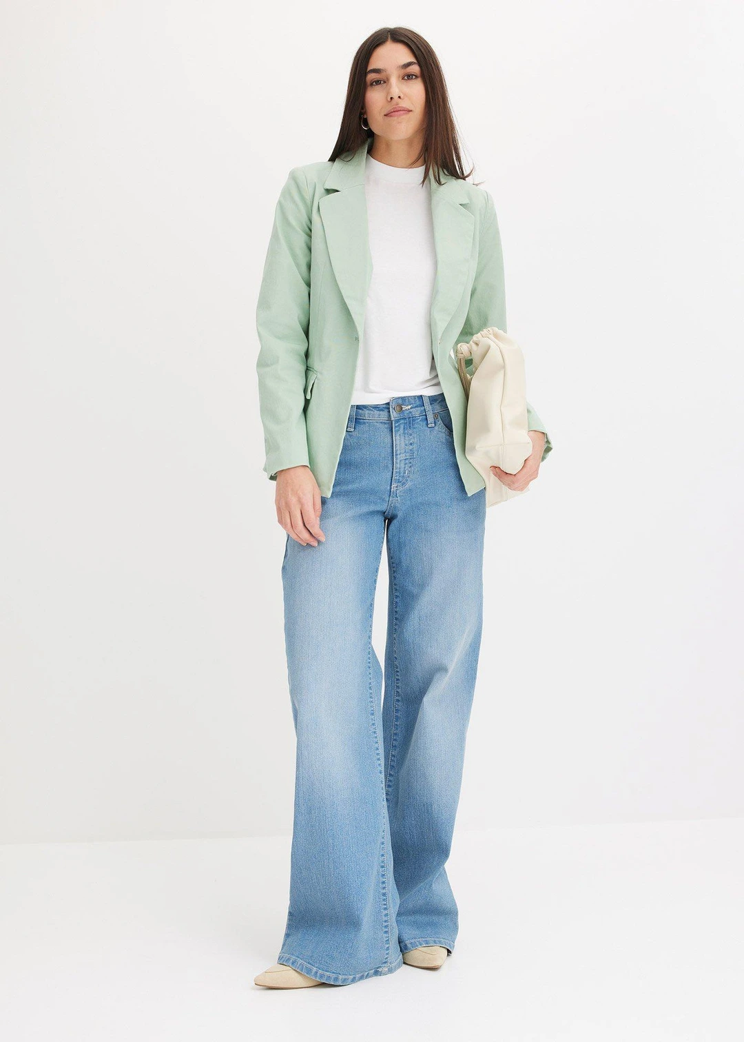 Jean large taille mi-haute, extensible - 2
