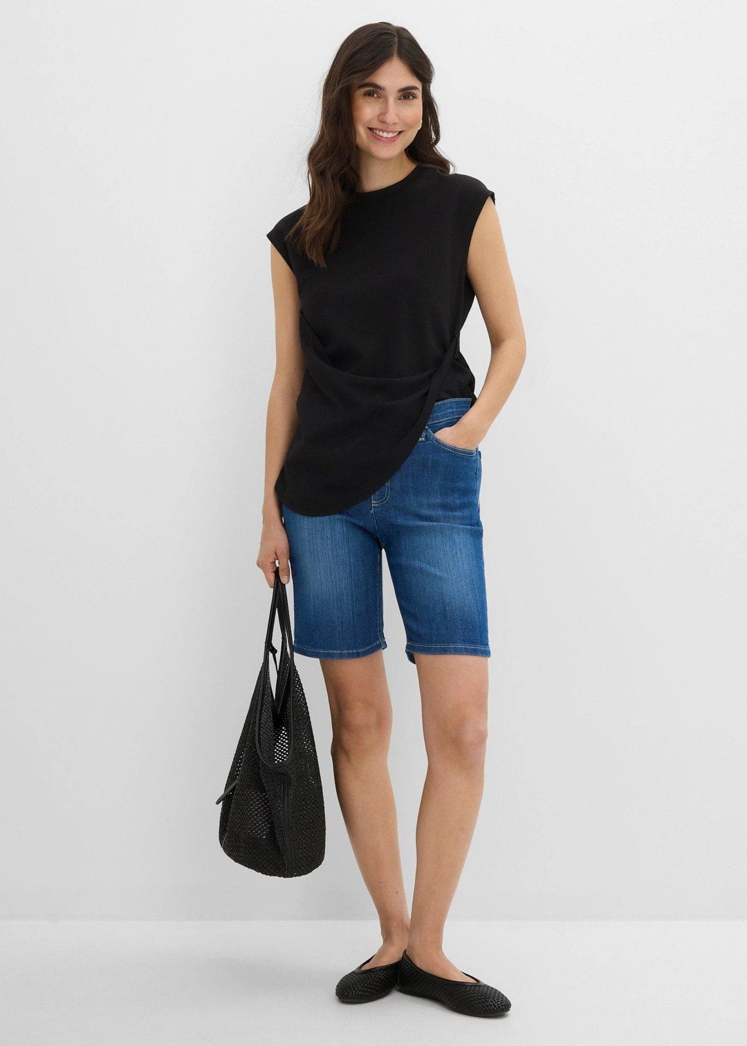 Bermuda en jean, taille mi-haute