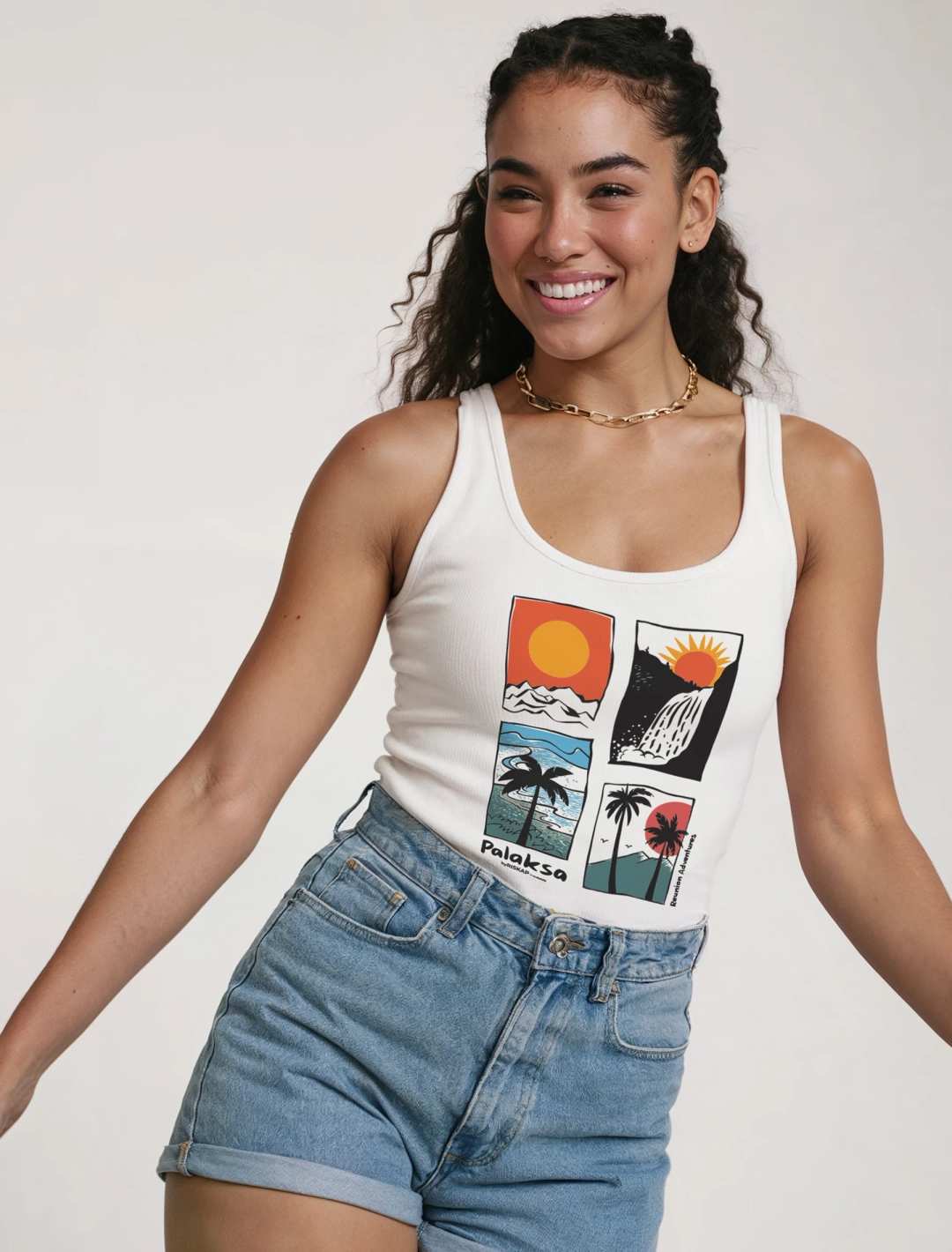 Débardeur Femme – Reunion Adventures – Coton Bio Premium